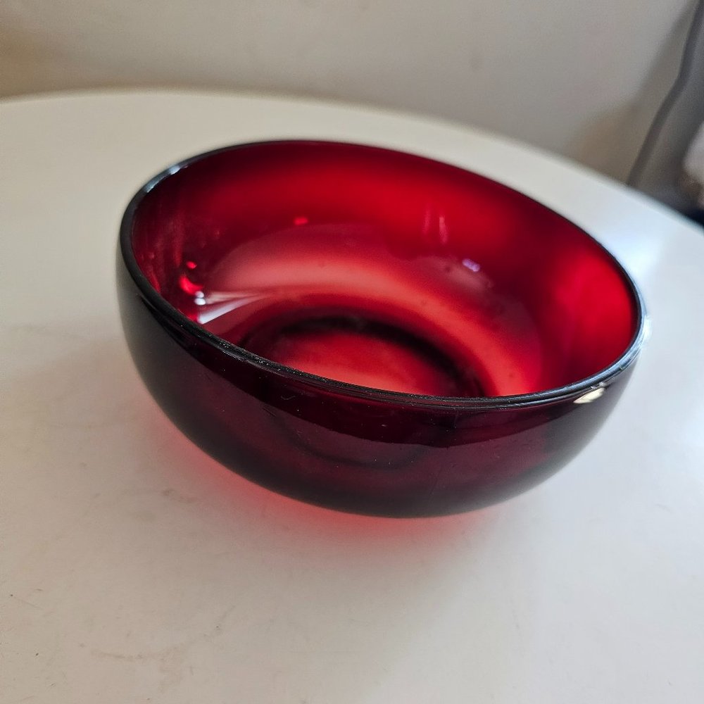 Collectable heavy red glass candy bowl